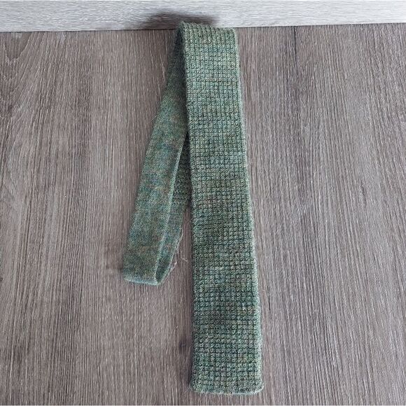 Vintage Roosternit Mohair Wool Square Tip Mens Rooster Tie Green Tan - Picture 1 of 6